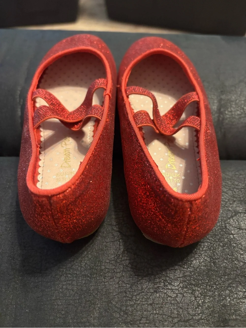 Glitter Cross-Strap Red Dress Shoes for Kid